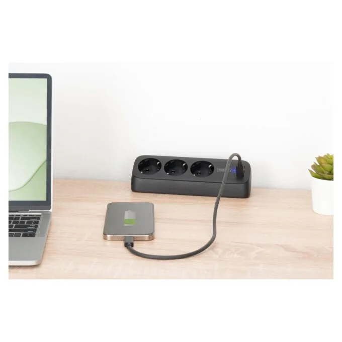 DIGITUS Steckdosenleiste 3x + 2USB 1.5m 12W 30W schwarz — image 3