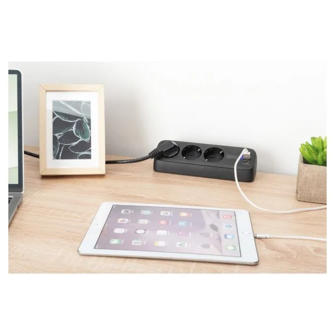 DIGITUS Steckdosenleiste 3x + 2USB 1.5m 12W 30W schwarz — image 4