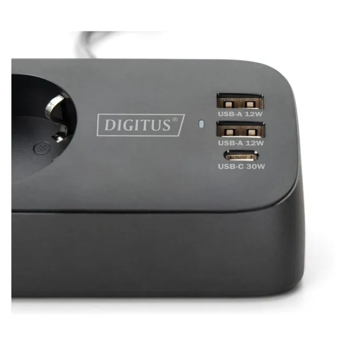 DIGITUS Steckdosenleiste 3x + 2USB 1.5m 12W 30W schwarz — image 5