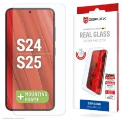 DISPLEX Panzerglas 2D Clear (10H) für Samsung Galaxy S24 Eco-Montagerahmen. Tempered Glas. kratzer-resistente Schutzf...