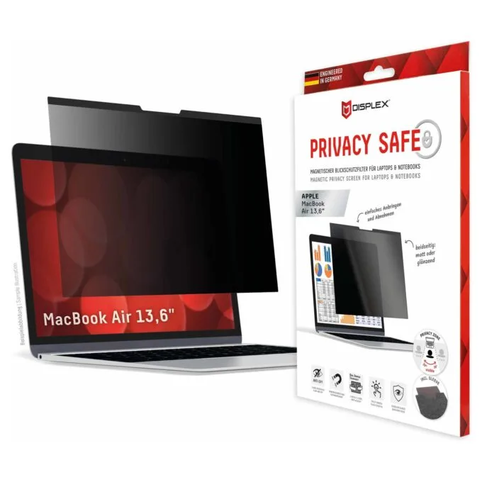 DISPLEX Privacy Safe Blickschutzfilter für MacBook Air 13.6'. Anti-Reflex. Bluelight-Filter. Magnetische Befestigung — image 1