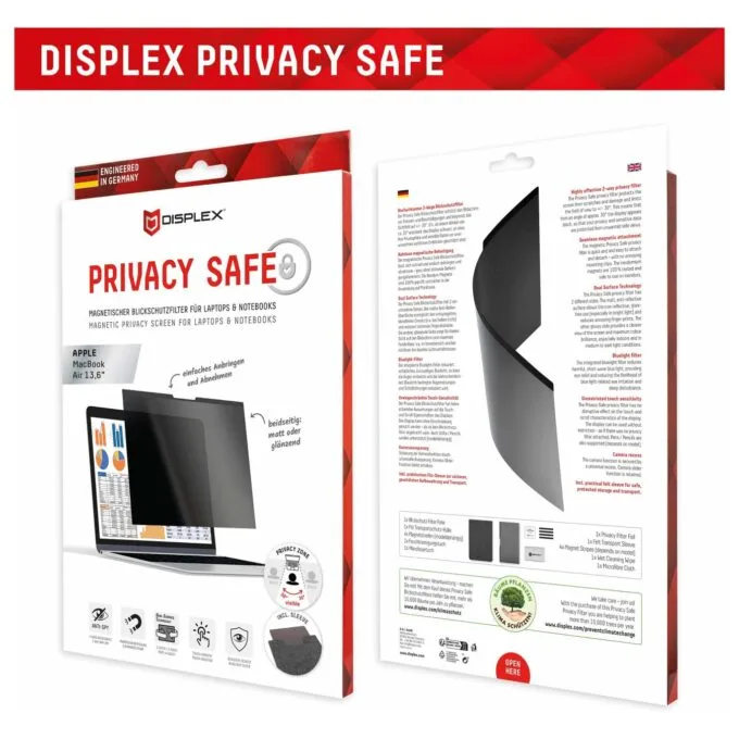 DISPLEX Privacy Safe Blickschutzfilter für MacBook Air 13.6'. Anti-Reflex. Bluelight-Filter. Magnetische Befestigung — image 9