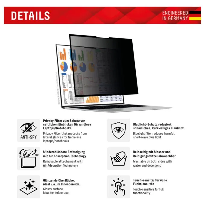 DISPLEX Privacy Safe Blickschutzfilter Uni (randlos) 14'. 16:10 — image 2