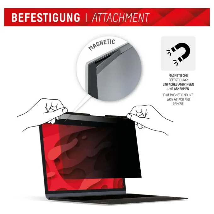 DISPLEX Privacy Safe Blickschutzfilter Universal 14'. 16:9. Anti-Reflex. Bluelight-Filter. Magnetische Befestigung — image 5