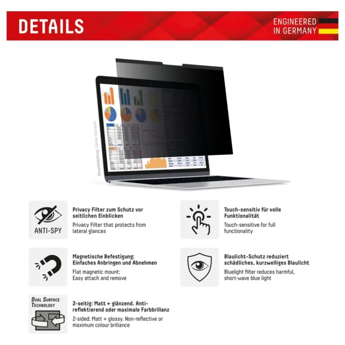 DISPLEX Privacy Safe Blickschutzfolie Universal (Mag) 14', 16:10 — image 2