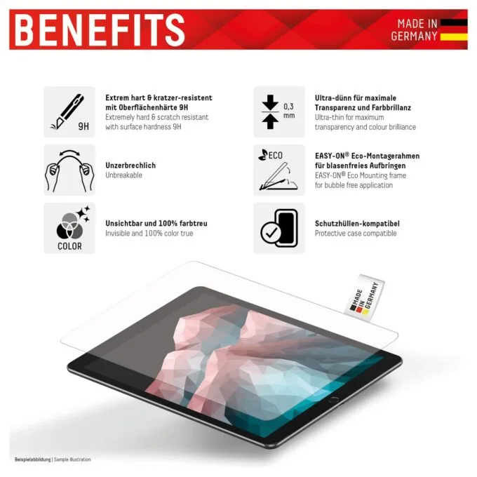 DISPLEX Tablet Glass (9H) f. iPad (7. 8. 9. Gen.) Air (3. Gen.) Eco-Montagerahmen L-Form. unzerbrechlich. ultra-dünn.... — image 2