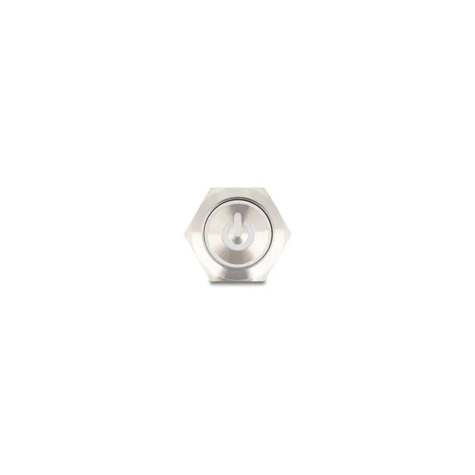 Druckschalter zum Einbau 22 mm 6 x Lötanschluss LED weiß Powersymbol + Ring — image 3