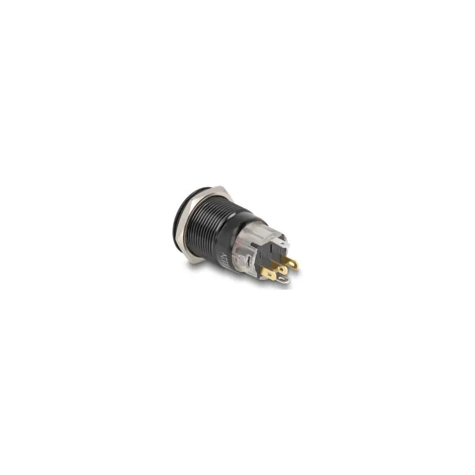 Druckschalter zum Einbau schwarz 19 mm 12 V 5 x Lötanschluss LED rot Powersymbol + Ring — image 2