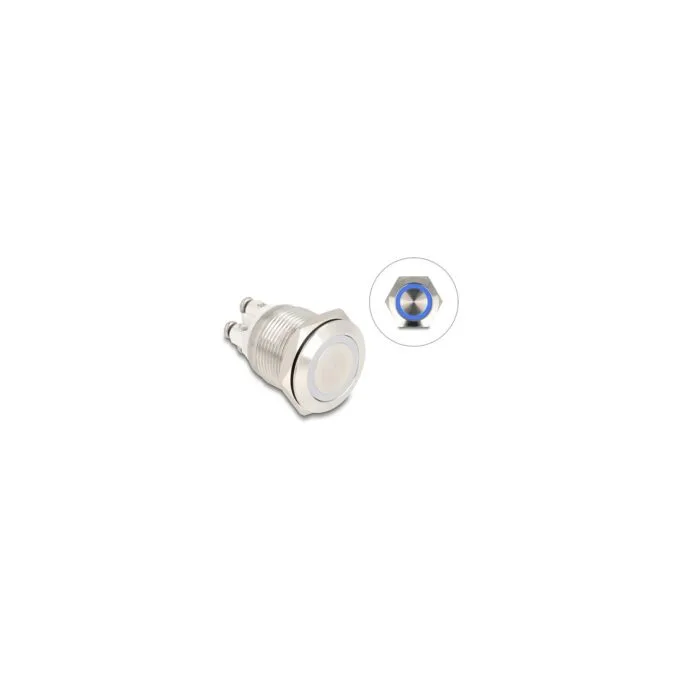 Drucktaster zum Einbau 19 mm 4 x Schraubklemme LED blau — image 1
