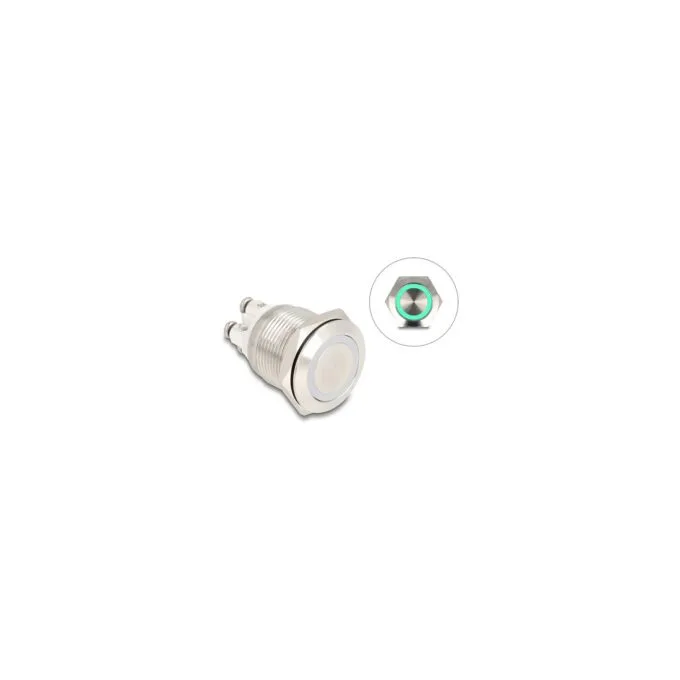 Drucktaster zum Einbau 19 mm 4 x Schraubklemme LED grün — image 1