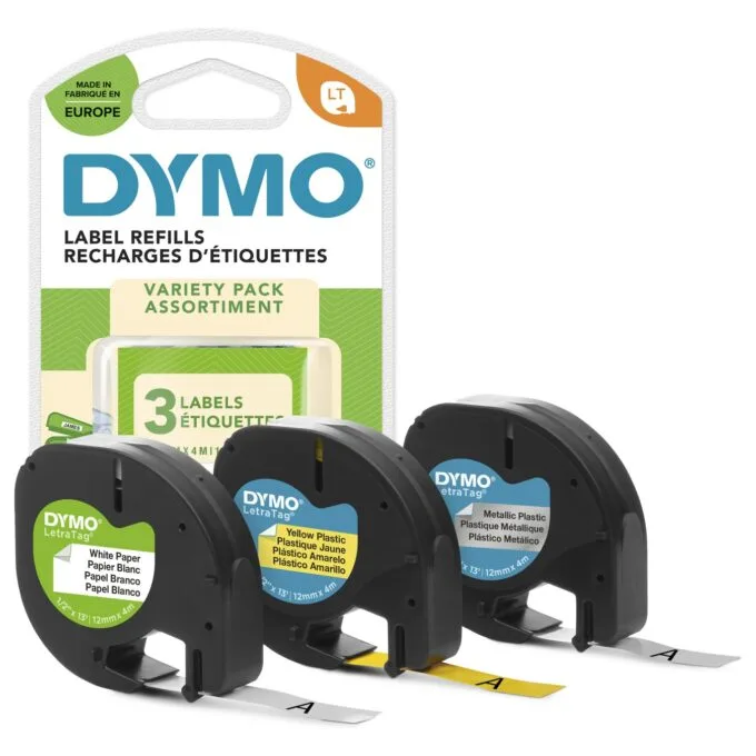 DYMO Etikett LetraTag 12mmx4m schwarz- to weiß 3er Set — image 2
