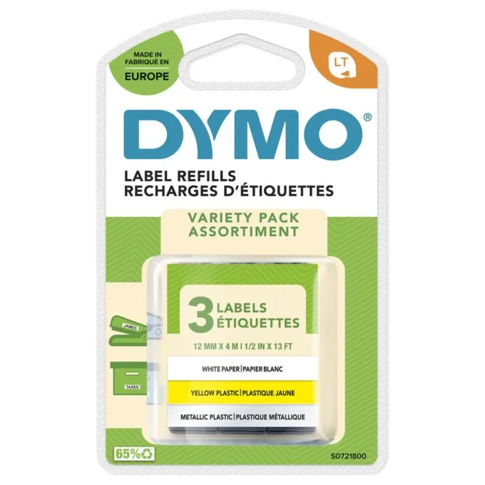 DYMO Etikett LetraTag 12mmx4m schwarz- to weiß 3er Set — image 17