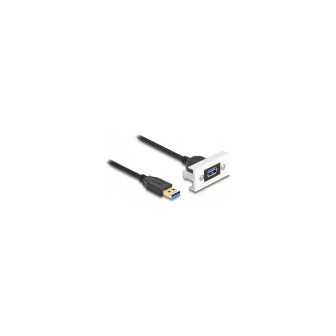 Easy 45 Modul USB 5 Gbps Typ-A Buchse zu USB Typ-A Stecker mit Kabelpeitsche. 22.5 x 45 mm — image 1