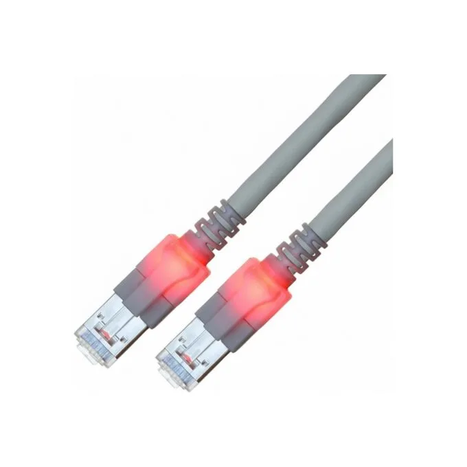 EasyLan DualBoot LED Patchkabel RJ45 S FTP Cat.6 (Class E), mit saCon Stecker, LSOH, grau, 2 m — image 1