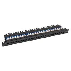 ECOLAN Patchpanel UTP 24xRJ45 Cat.5e, 19 1HE, RAL9005 schwarz