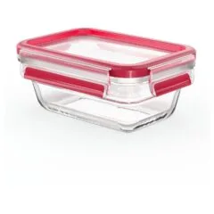 Emsa N10405 Clip & Close Glas Frischhaltedose 0.45 L Transparent Rot