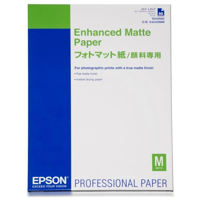 EPSON Enhanced matte Papier helle weiss inkjet 192g m2 A2 50 Blatt 1er-Pack — image 1