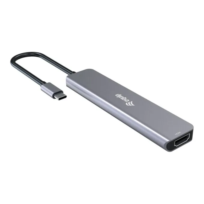 Equip Adapter USB-C- to HDMI 4xUSB-C USB-A 4K 60Hz 0.25m Alu. — image 2