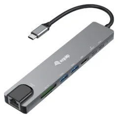 Equip Adapter USB-C - to HDMI.GbE.3xUSB3.2 Gen1.SD TF.PD 100W