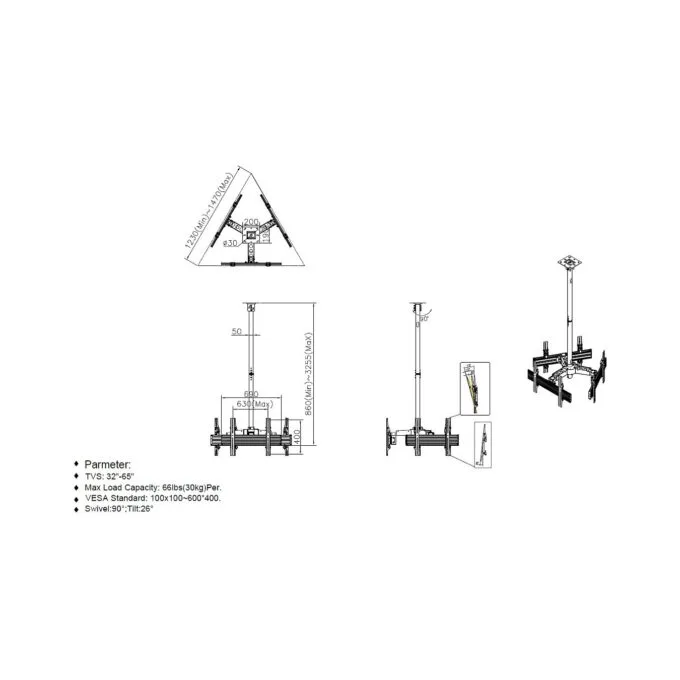 Equip Deckenhalterung 32'-65' 3TFT je 30kg 2Gelenke neig. sw lite Retail — image 5
