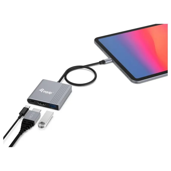 Equip Dock USB-C- to HDMI.USB-A.100WPD 25cm gr — image 4