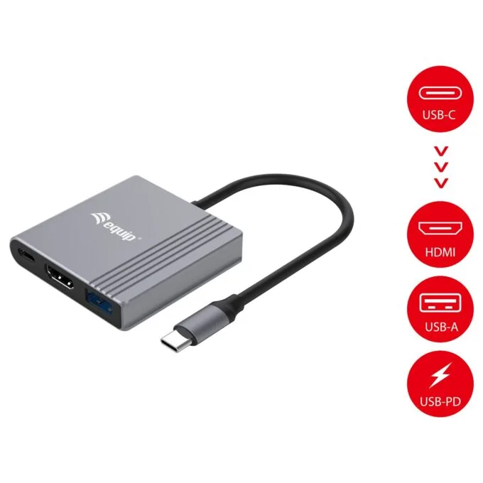 Equip Dock USB-C- to HDMI.USB-A.100WPD 25cm gr — image 5