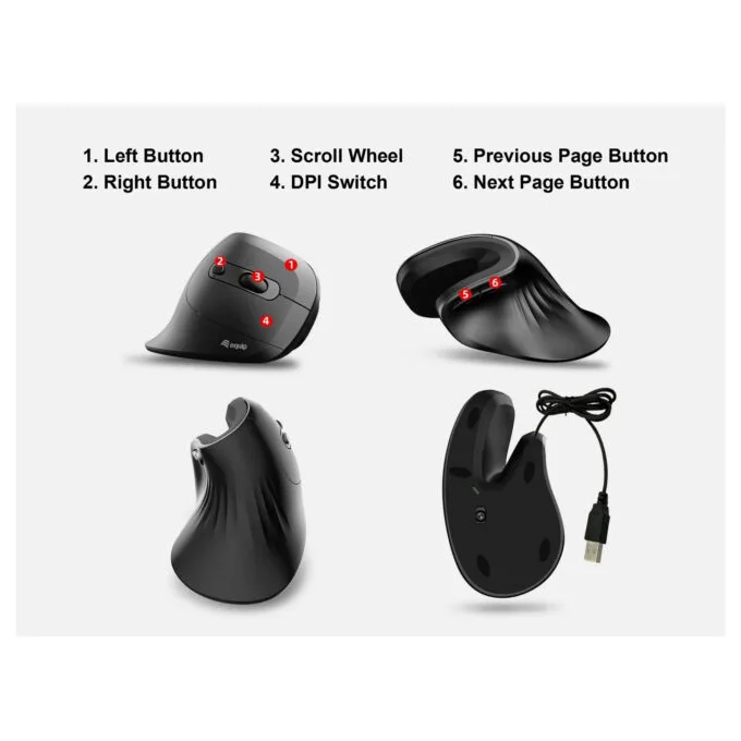 Equip Ergonomische Maus USB-A -C Stker 1.80m Rechts schwarz — image 4