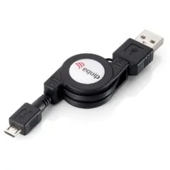 Equip Kabel USB-A 2.0 - to micro B St St 1.00m aufrollbar sw Polybeutel
