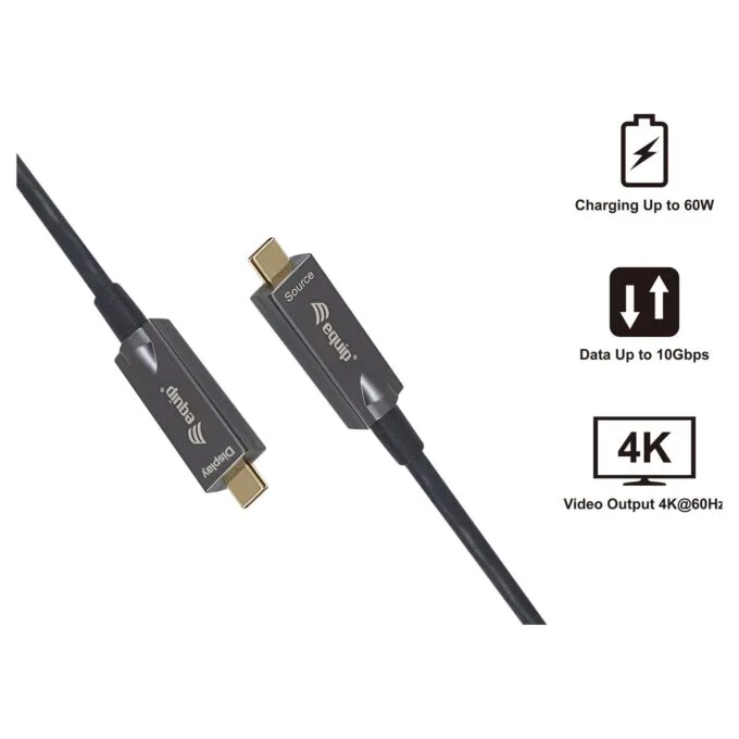 Equip Kabel USB-C 3.2 - to C St St 10.00m 3A 4K 60Hz sw — image 4