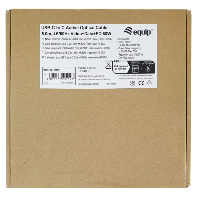 Equip Kabel USB-C 3.2 - to C St St 5.00m 3A 4K 60Hz sw — image 6
