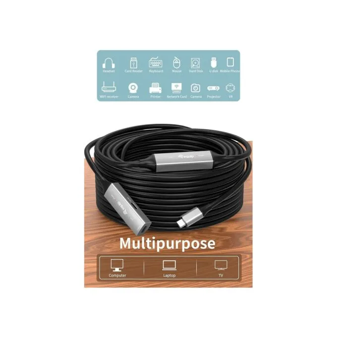 Equip Kabel USB-C3.2- to C Gen1 Akt.Erweit.St Bu 15.00m schwarz — image 7