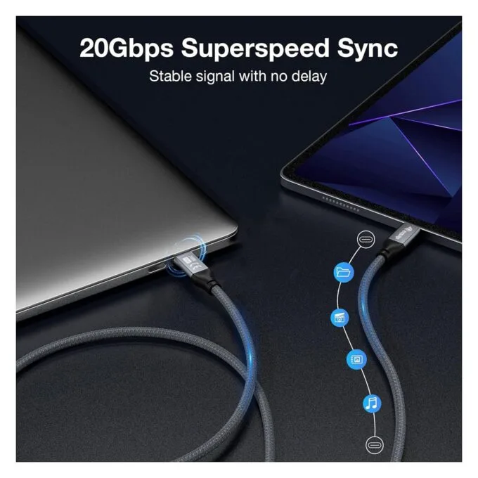 Equip Kabel USB-C3.2- to C Gen2x2 PD240W St St 1.00m schwarz — image 6