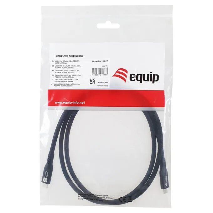 Equip Kabel USB-C4.0- to C 80Gbps PD240W St St 1.20m schwarz — image 4