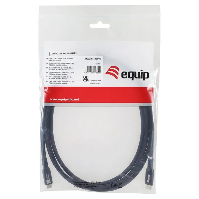 Equip Kabel USB-C4.0- to C 80Gbps PD240W St St 2.00m schwarz — image 4