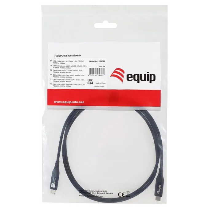 Equip Kabel USB-C4.0- to C Slim PD240W St St 1.20m schwarz — image 3