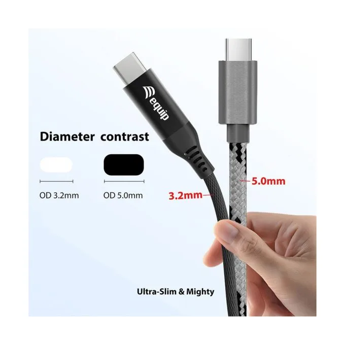 Equip Kabel USB-C4.0- to C Slim PD240W St St 1.20m schwarz — image 7