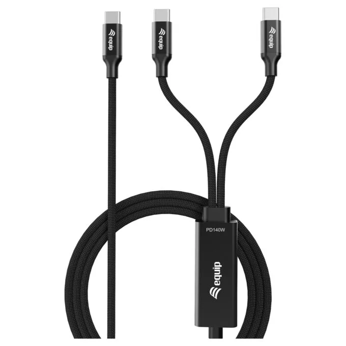 Equip Kabel USB-C4.0- to C Y-Kabel PD140W St St 1.50m schwarz — image 2