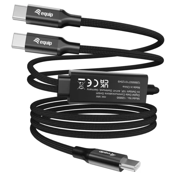 Equip Kabel USB-C4.0- to C Y-Kabel PD140W St St 1.50m schwarz — image 3