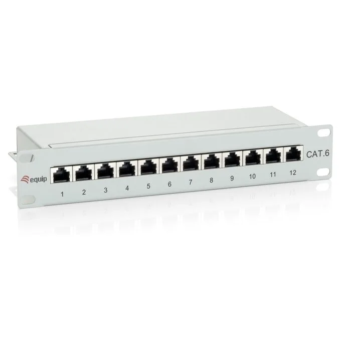 Equip Patchpanel 12x RJ45 Cat6 10' FTP 1HE ISO IEC hellgrau — image 1