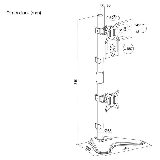 Equip Tischfuß 17'-32' 2TFT 360° Vertikal 9Kg schwarz retail — image 7