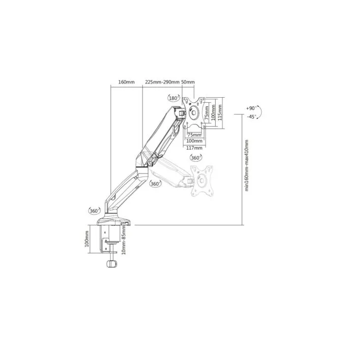 equip Tischhalterung 17' bis 32' 9kg 1TFT 360 Gasfeder — image 7