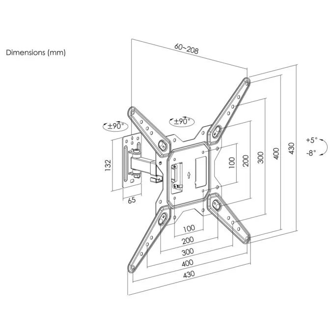 Equip Wandhalterung 23'-55' 1TFT V.bewegl. 1Gelenk 30Kg sw retail — image 8