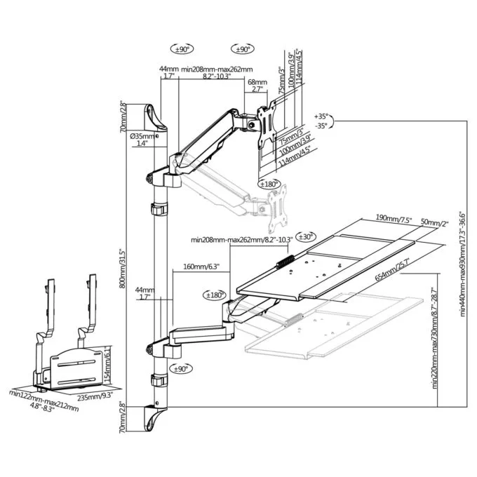 Equip Wandmontierte Workstation 17'-32' 1TFT 8Kg schwarz lite Retail — image 12