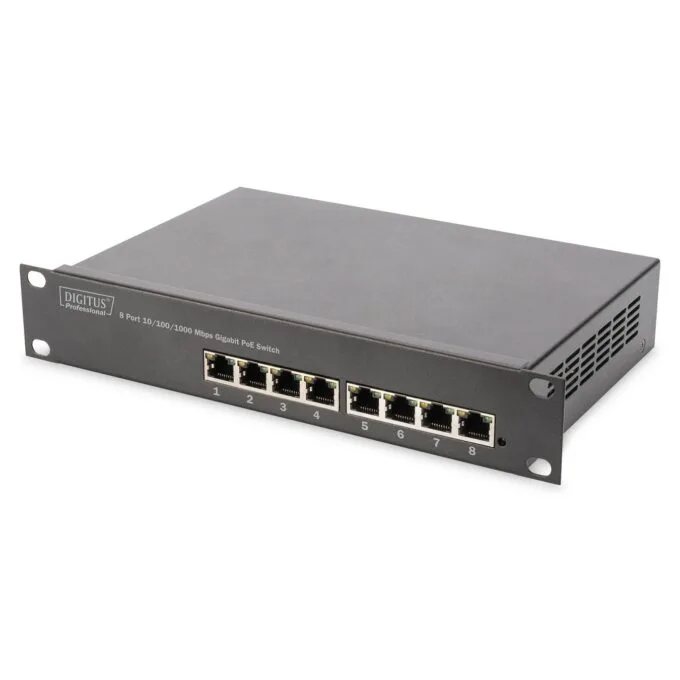Ethernet PoE Switch, 8-Port PoE+, 10', bis zu 80 W PoE Budget — image 1