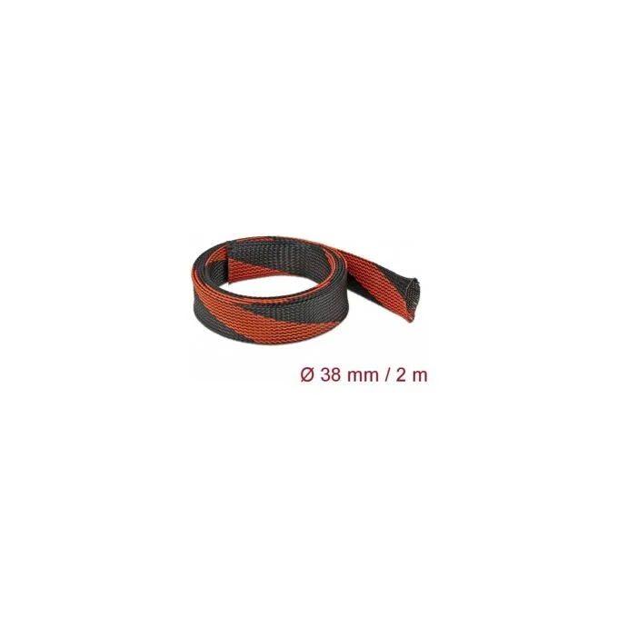 Geflechtschlauch dehnbar 2 m x 38 mm schwarz-rot — image 1