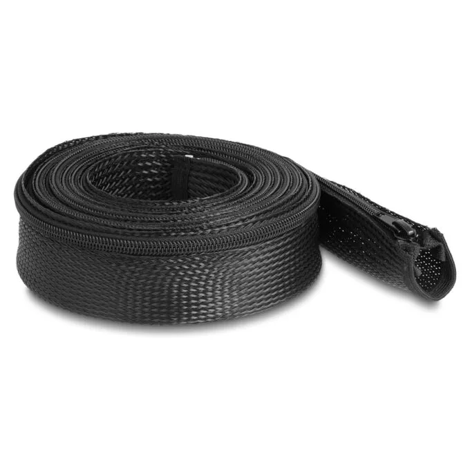 Geflechtschlauch mit Reißverschluss hitzebeständig 5 m x 50 mm schwarz — image 1