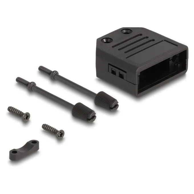 Gehäuse für D-Sub 9 Pin Stecker Buchse Kunststoffgehäuse mit Zugentlastung schwarz — image 2