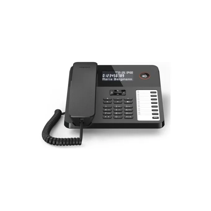 GIGASET DESK 600 schwarz schnurgebundenes Tisch- und Wandtelefon LC-Display 7 Direktwahltasten Telefonbuch Hrgertekom... — image 3