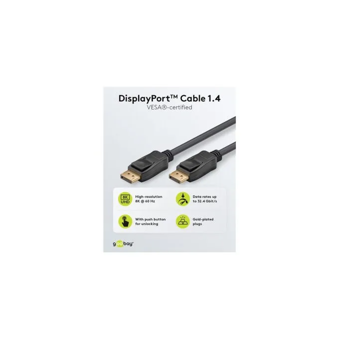 Goobay 1m DisplayPortTM-Kabel 1.4, zertifiziert, 32,4 Gbit s — image 2