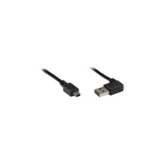 GoodConnections Anschlusskabel USB 2.0 EASY Stecker A an Mini B Stecker. gewinkelt. schwarz. 1m.